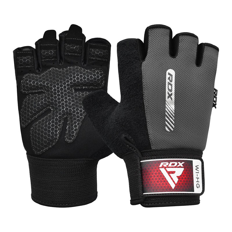 RDX Sports W1 Half-Finger Gym Gloves with Wrist Support (Grey)